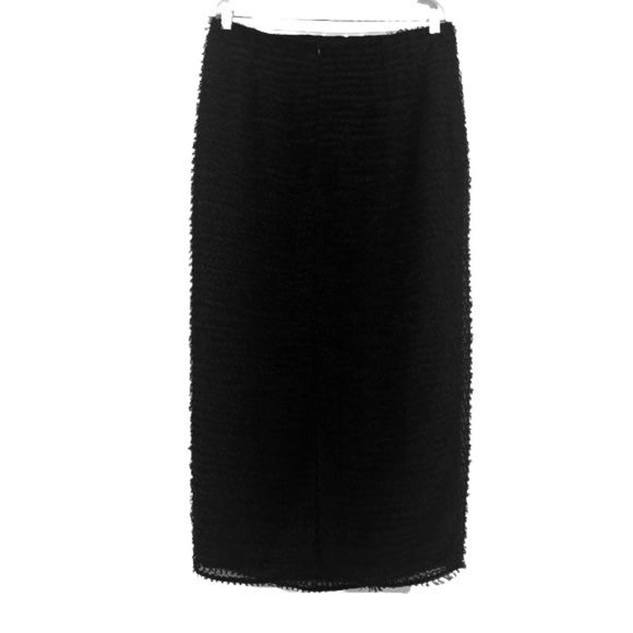 Bespoke Hand Tailored Black Eyelash Textured Formal Designer Maxi Pencil Skirt - Picture 3 of 7